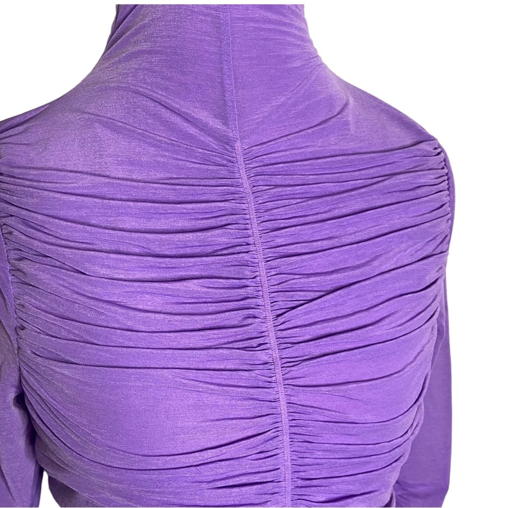 Diane Von Furstenberg Purple Ruched Mock Neck Blouse Women’s Size Medium - Picture 3 of 9